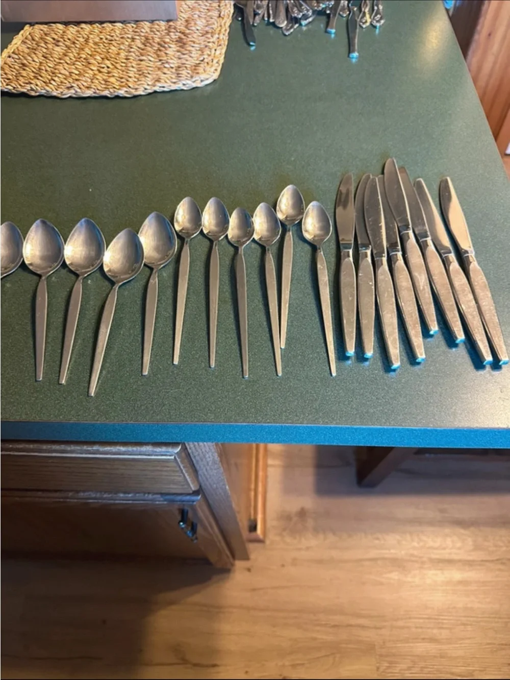 Stainless Steel Flatware Knife and Spoon Set - Silver, bundle of 37 pieces